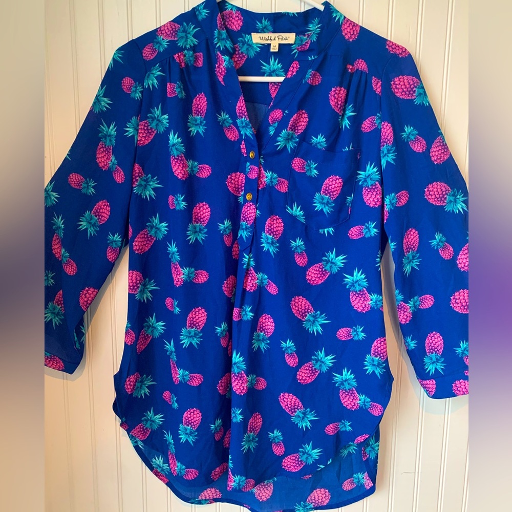 Wishful Park (Size M) 2-button, 3/4” sleeve or long sleeve; Royal Blue